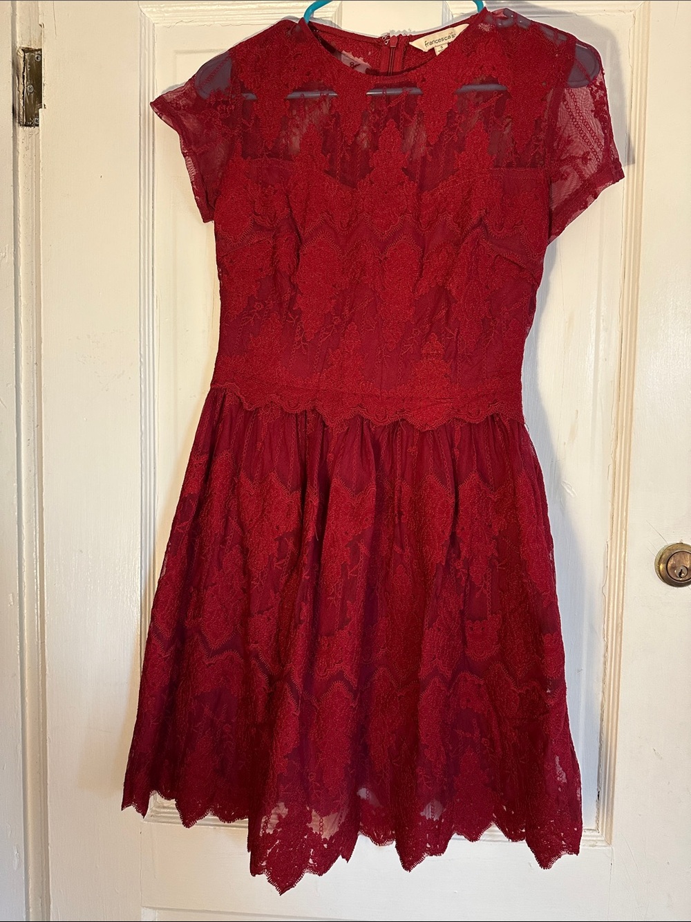 Francesca’s Lace Fit & Flare Red Dress